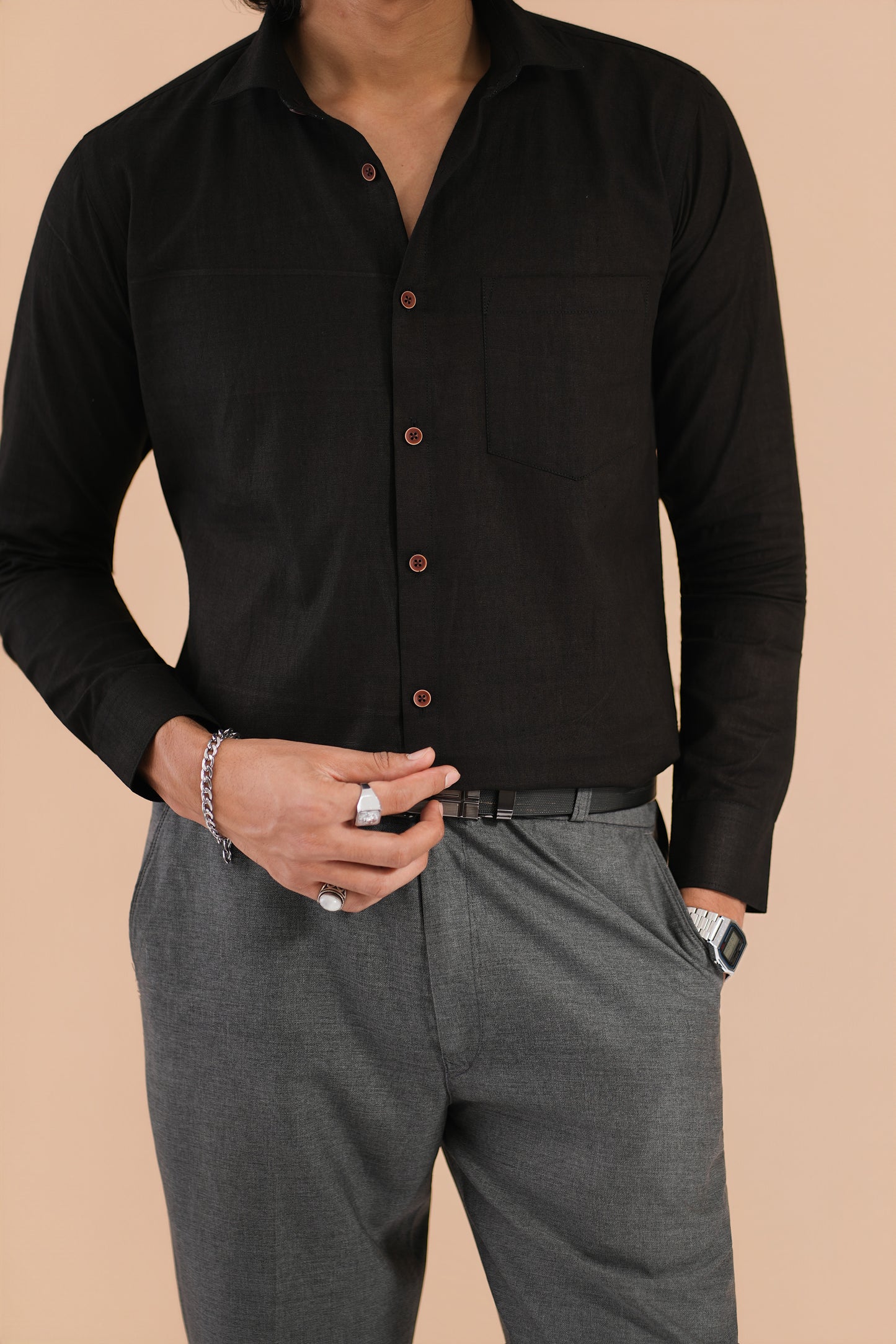 Handloom Cotton Chrome Black